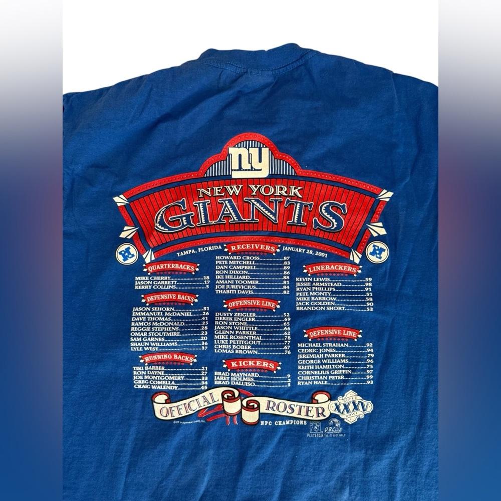NWOT New York Giants 2000 NFC Champions Lee Sport Blue T-Shirt - Picture 6 of 8